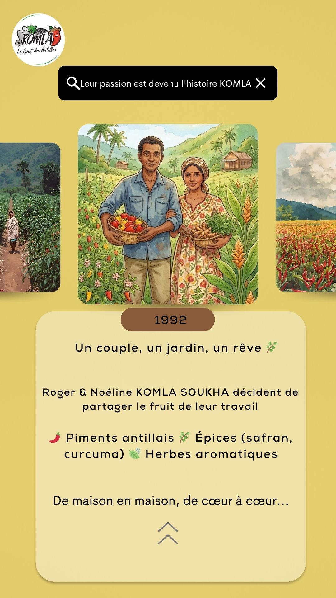 Illustration de Roger et Noéline KOMLA SOUKHA dans leur jardin créole en Guadeloupe en 1992